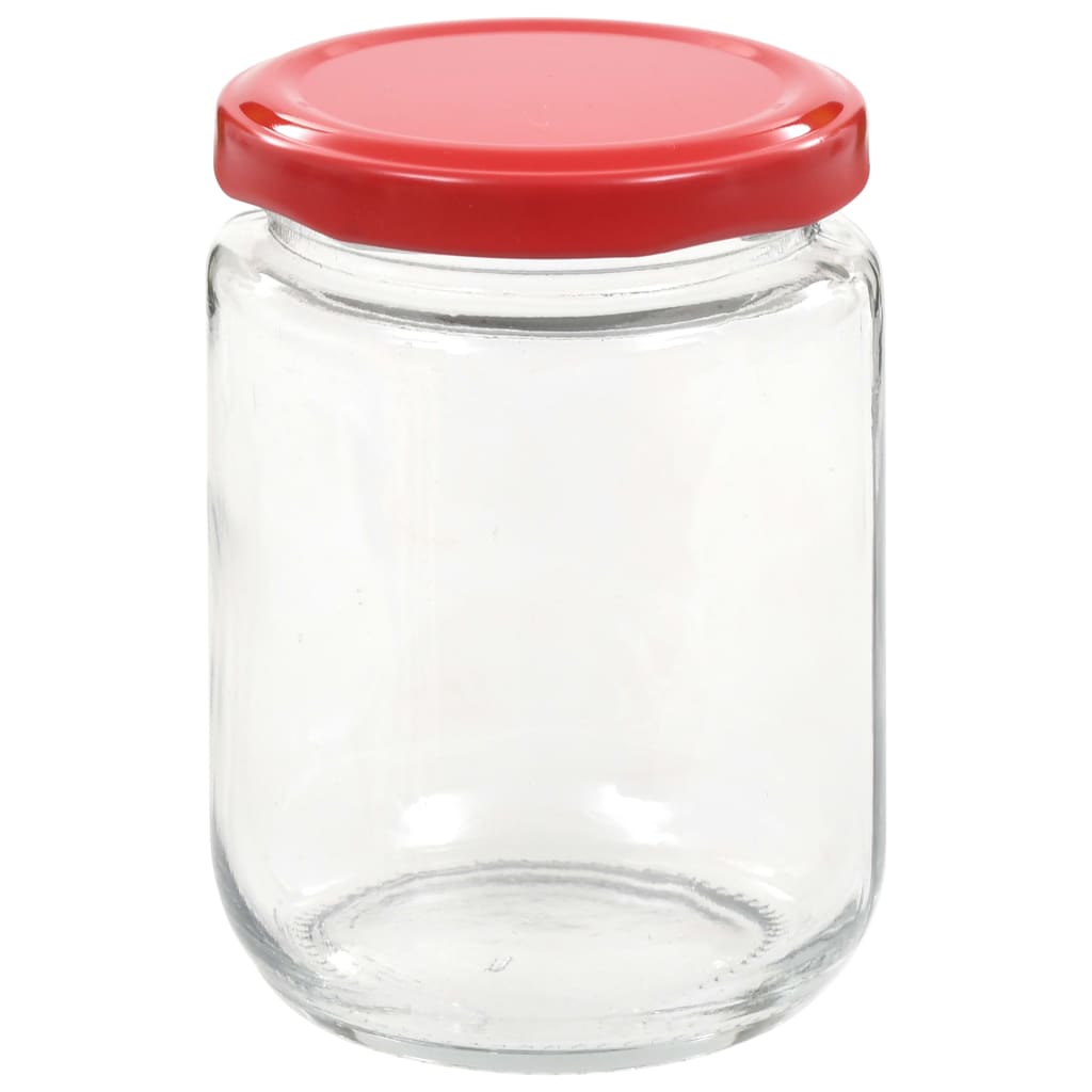 Glass Jam Jars with Red Lid 48 pcs 230 ml